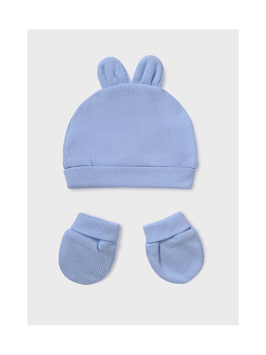 Mayoral Σκούφος Kids Beanie Set with Gloves Knitted Light Blue for Newborn