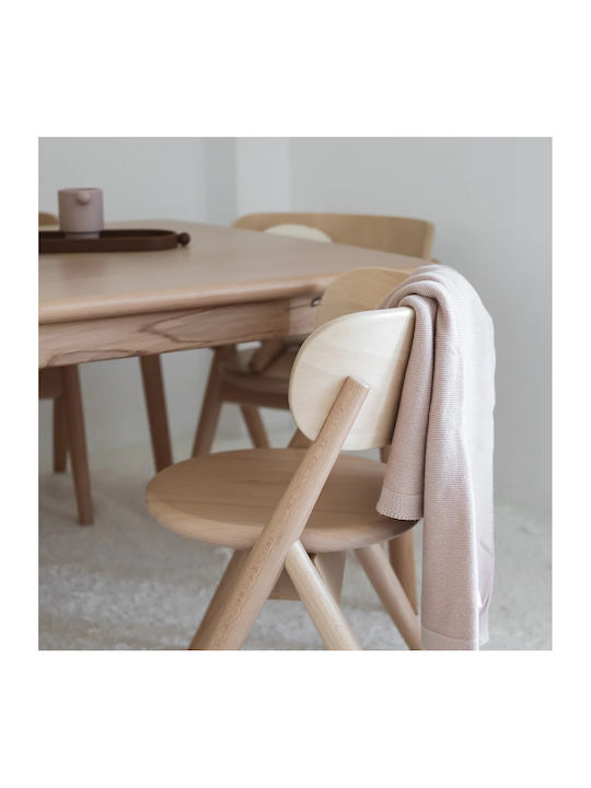 Square Kids Table with Chairs Made of Brown Wood Curve Lab