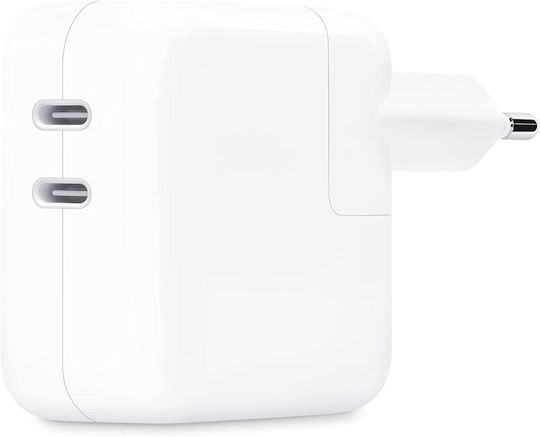 Apple Charger Without Cable with 2 USB-C Ports 35W Whites (MNWP3ZM/A)