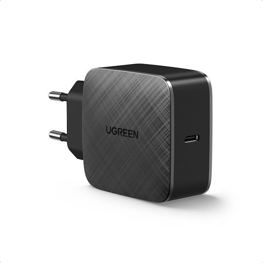 Ugreen Ladegerät ohne Kabel GaN mit USB-C Anschluss 65W Stromlieferung / Schnellaufladung 2.0 / Schnellaufladung 3.0 / Schnell-Ladung 4+ / Schnellaufladung 4.0 Schwarzs (CD217)