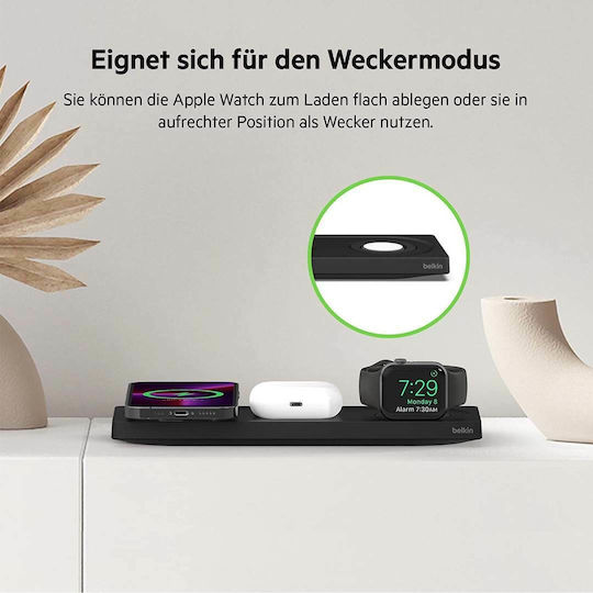 Belkin Φορτιστής Magsafe 15W Μαύρος (3in1 ChargePad WIZ016VFBK)