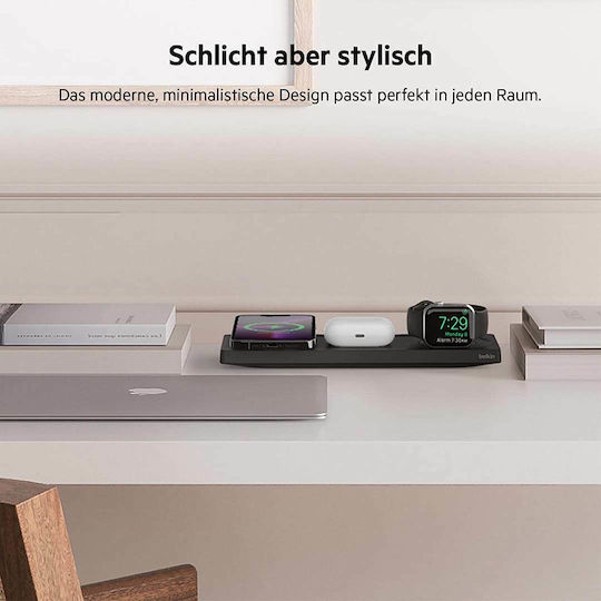 Belkin Φορτιστής Magsafe 15W Μαύρος (3in1 ChargePad WIZ016VFBK)