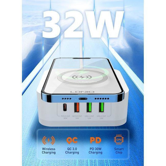 Ldnio Ladegerät ohne Kabel mit 3 USB-A Anschlüsse und USB-C Anschluss 32W Weißs (AW004)