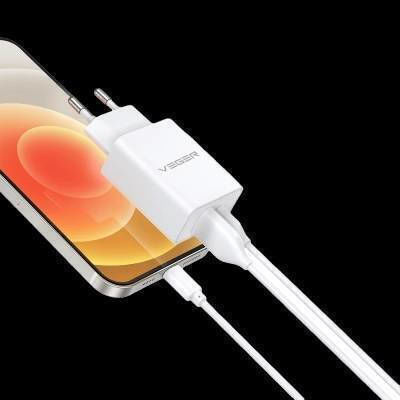 Veger Φορτιστής Χωρίς Καλώδιο με Θύρα USB-A και Θύρα USB-C 20W Power Delivery / Quick Charge 3.0 Λευκός (VLS202U)