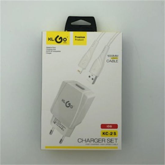 KLGO Charger with USB-A Port and Cable Lightning Whites (KC-2)