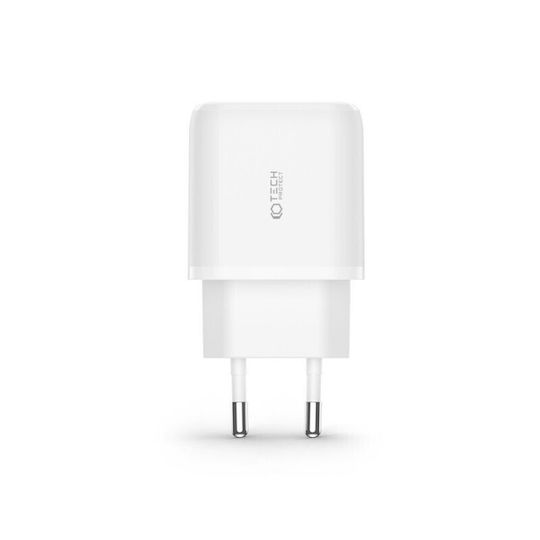 Tech-Protect Φορτιστής με Θύρα USB-A και Θύρα USB-C και Καλώδιο USB-C 20W Power Delivery / Quick Charge 3.0 Λευκός (C20W)