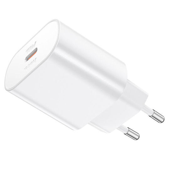 Hoco Charger Without Cable with USB-C Port 25W Power Delivery Whites (N22 Jetta)