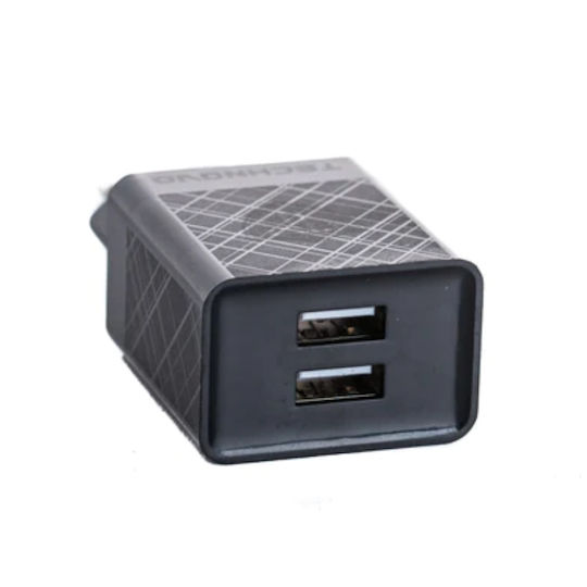 Technovo Φορτιστής Χωρίς Καλώδιο με 2 Θύρες USB-A Μαύρος (TN-C006)