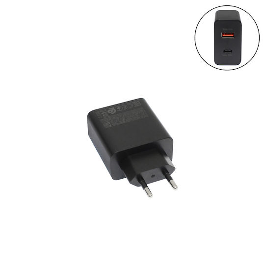 Treqa Ladegerät mit USB-A Anschluss und USB-C Anschluss und Kabel USB-C 35W Schwarzs (CH-639)