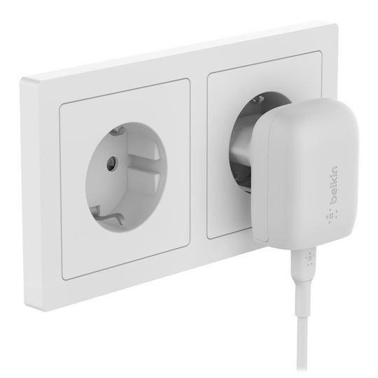 Belkin Ladegerät ohne Kabel mit USB-C Anschluss 20W Weißs (BoostCharge)