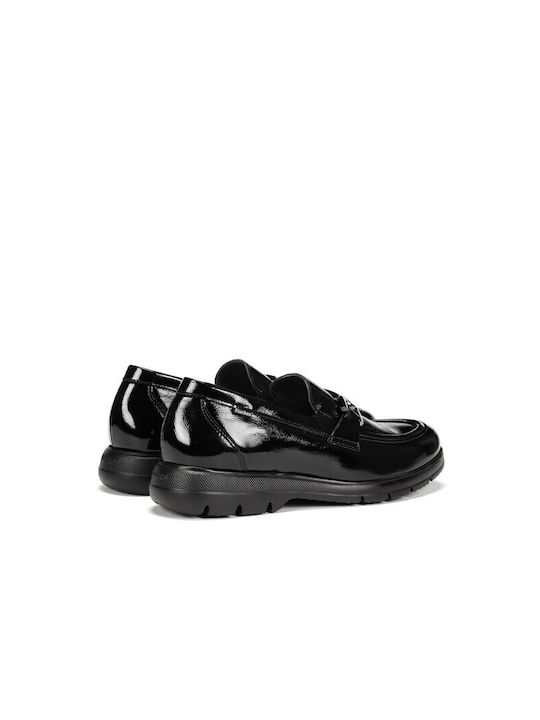 Fluchos Leder Damen Loafers in Schwarz Farbe