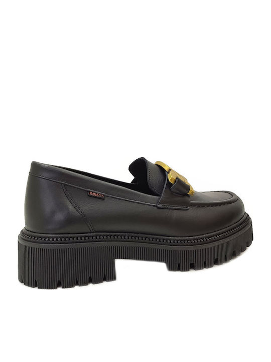 Leder Damen Loafers Black/Gold
