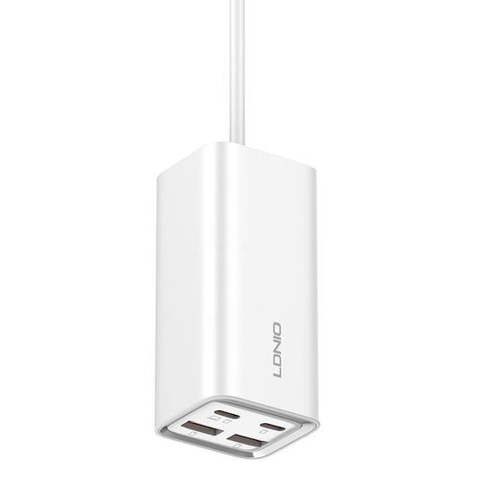 Ldnio Charging Stand with 2 USB-A Ports and 2 USB-C Ports 65W Power Delivery / Quick Charge 4+ in White color (A4610C)