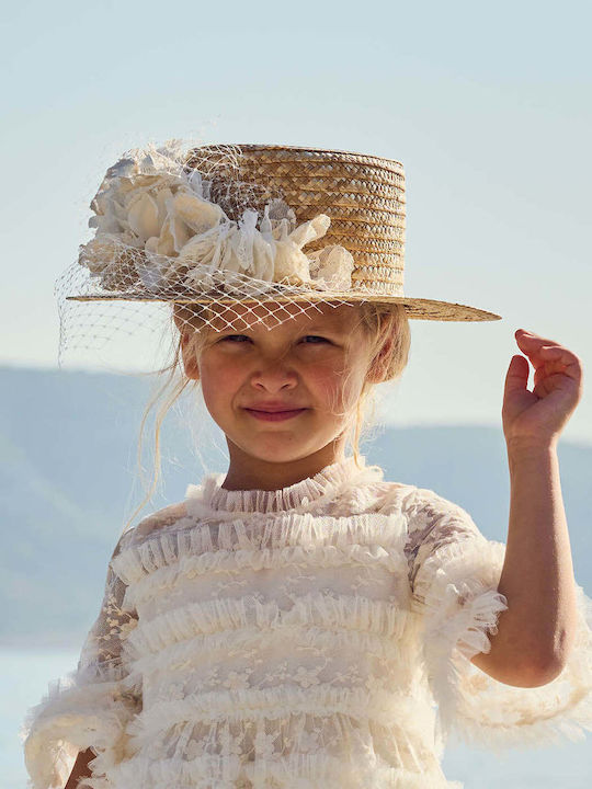 Designer's Cat Kids' Hat Straw Beige