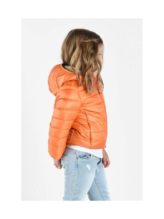 Canadian Cassics Windproof Girls Casual Jacket Orange with Ηood