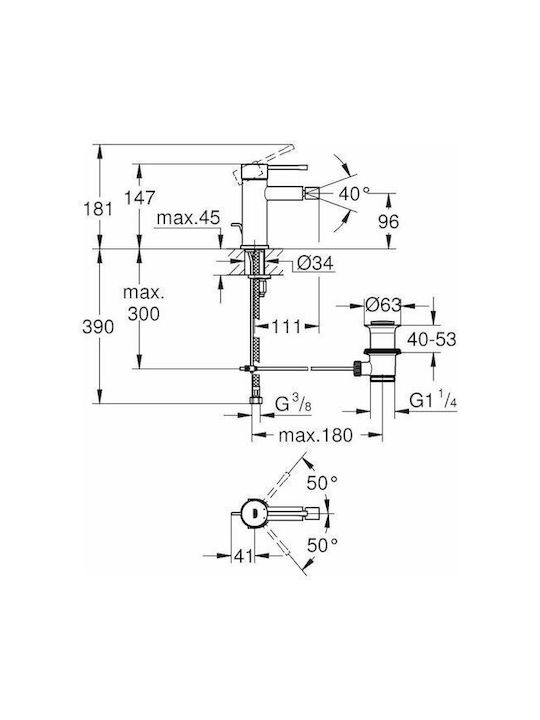 Grohe Essence New Cosmopolitan Μπαταρία Μπιντέ