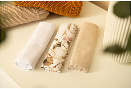 Sensillo Muslin Swaddle Wraps Beige Beige 70x80cm. 3pcs