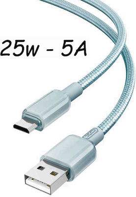 XO NB249 Braided USB 3.0 Cable USB-C male - USB-A male 25W Blue 1m