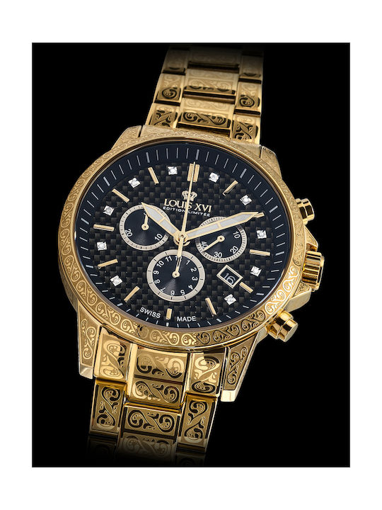 Louis XVI Men's Watch 43mm Chronograph Battery with Gold Metal Bracelet