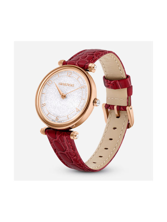 Swarovski Watch with Red Leather Strap