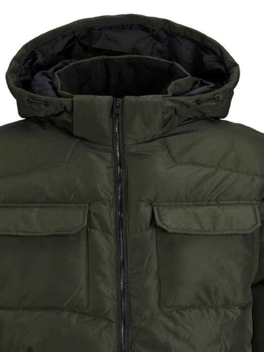 Jack & Jones Ανδρικό Χειμωνιάτικο Μπουφάν Puffer Χακί