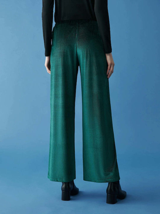 Women's Fabric Trousers with Elastic Green