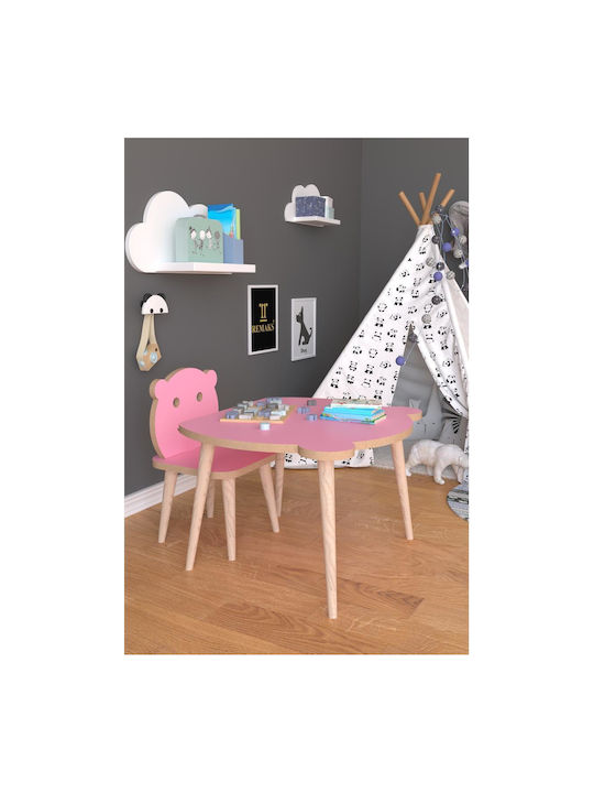 Kids Table and Chairs Set made of Wood Pink