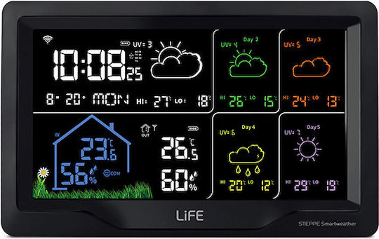 Life Steppe Wireless Digital Weather Station Tabletop Black