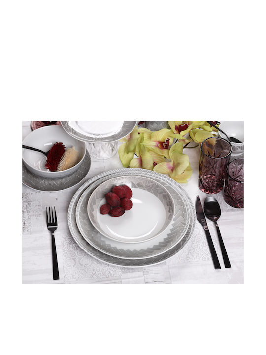 Cryspo Trio Plaza Gray Porcelain Dinnerware Set 20pcs