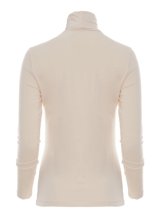 Ralph Lauren Damen Bluse Langärmelig Rollkragenpullover Beige