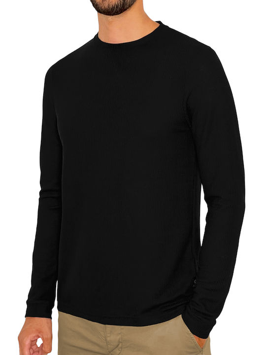 3Guys Herren Langarm-Pullover Schwarz