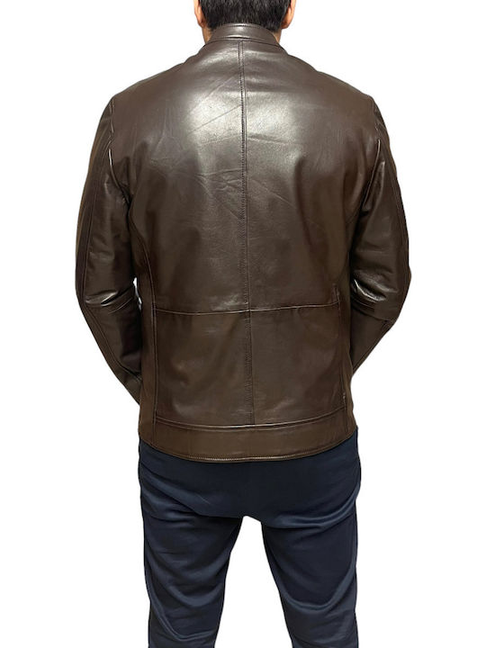 Leather Jacket Biker Brown