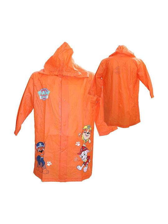 Paw Patrol Αδιάβροχο Παιδικό Casual Μπουφάν Κοντό με Κουκούλα Πορτοκαλί
