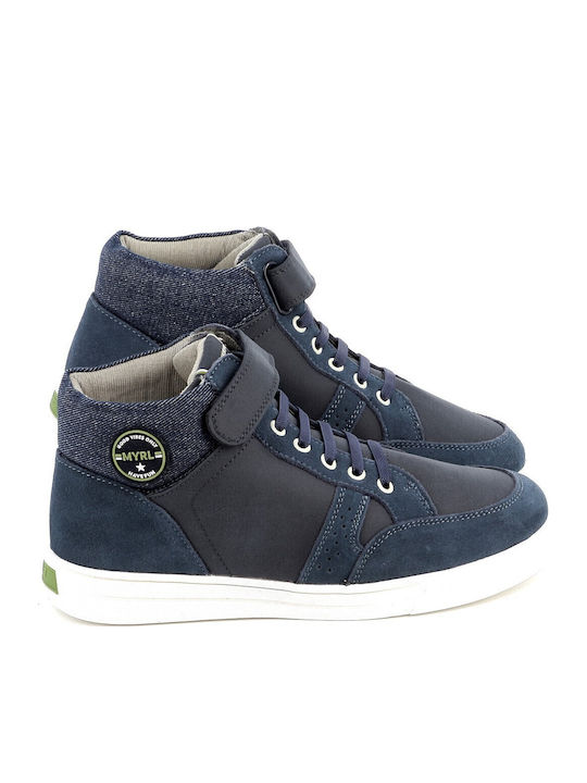 Lederne Kinderstiefeletten mit Klettverschluss Blau