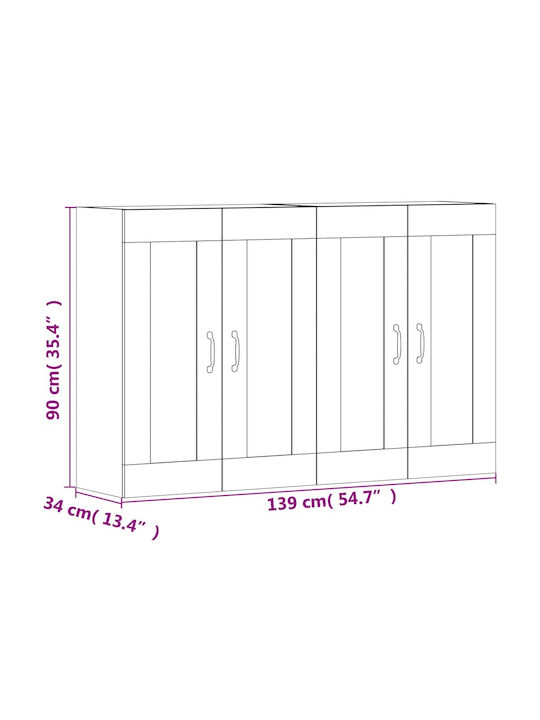 Sideboard Wooden Sonoma Oak 69.5x34x90cm