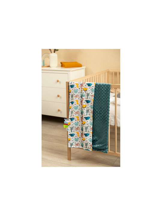 Sensillo Nursery Swaddling Blanket Cotton Petrol Emerald Dinosaurs Green 75x100cm