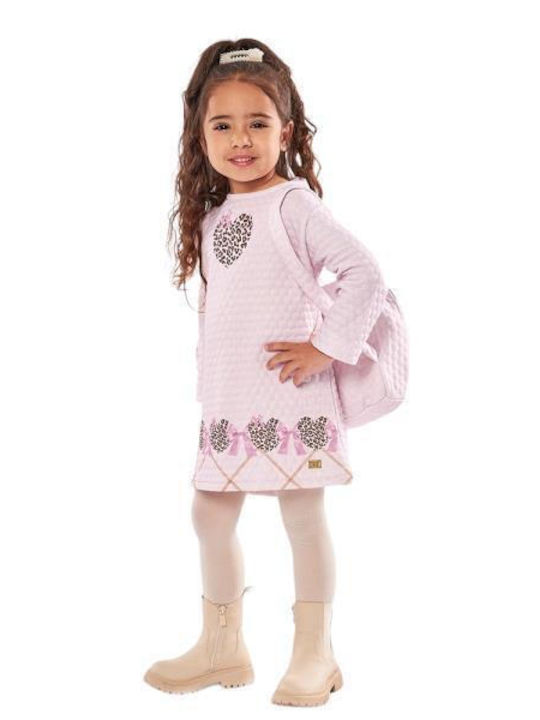 Evita Kids Dress Set with Accessories Long Sleeve Pink