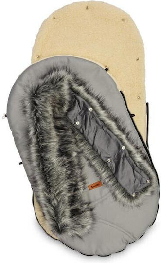Sensillo Eskimo Universal Ποδόσακος Καροτσιού Αδιάβροχος Γκρι με Fleece Επένδυση 100x46εκ.