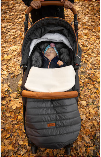 Sensillo Universal Sac de picioare pentru cărucior Impermeabil Negru cu căptușeală Fleece 100x46εκ.