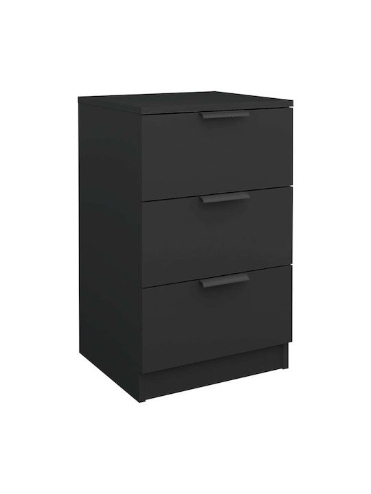 Wooden Bedside Table Black 40x36x65cm