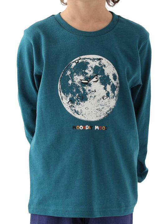 Roly Poly Παιδική Πιτζάμα Χειμωνιάτικη Πετρόλ Moonday
