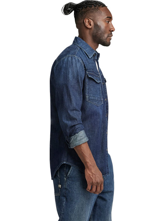 Long-sleeved Denim Shirt Blue