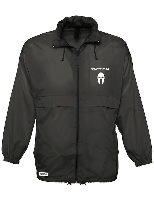 FightFlix Herren Winter Jacke Lässig Winddicht Schwarz