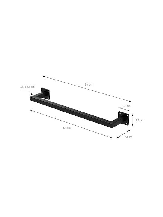 ML-Design Метална Черна Стенна Закачалка 12x60см