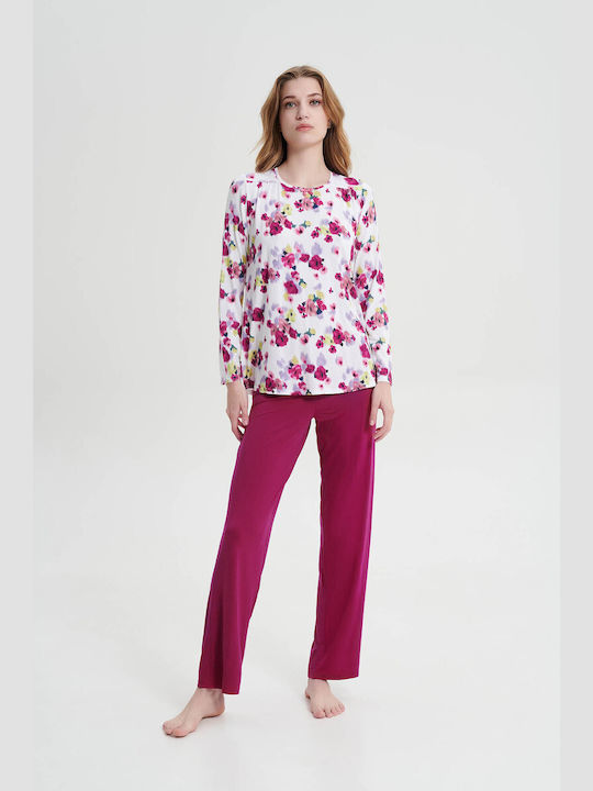 Vamp Winter Damen Pyjama-Set Fuchsie