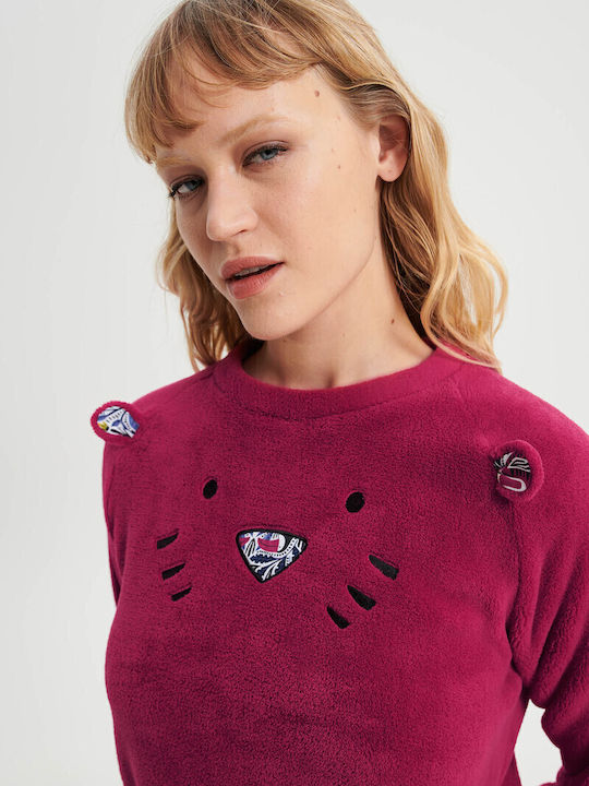 Vamp Winter Damen Pyjama-Set Fuchsie