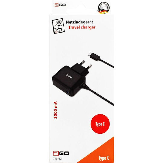 2GO Încărcător Cu Cablu Integrat 12W Negru (795732)