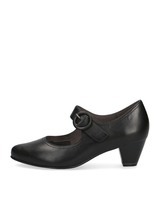 Leather Heels with Strap Black