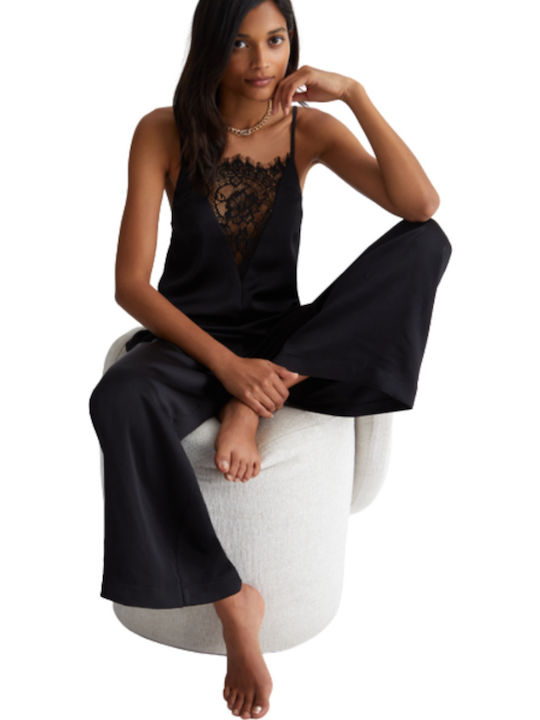Rose Women's Sleeveless One-piece Suit Black