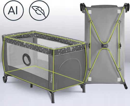 Lionelo Stefi Plus Loc De Joacă 2 Nivele Cu Saltea Gri Alb 60x120cm